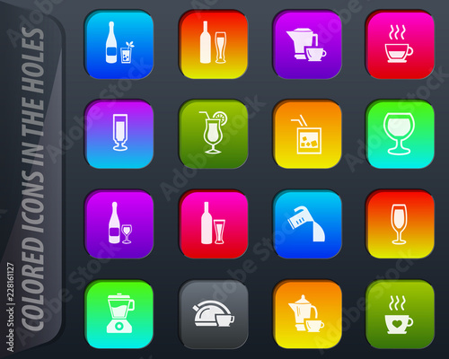 Utensils for the preparation of beverages icons set