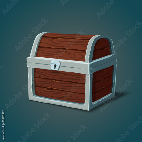 Isometric wooden dower chest or pirate crate