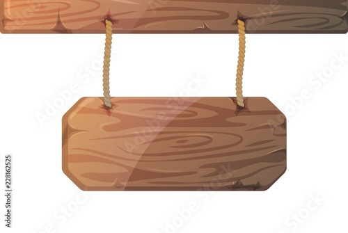 Wooden signboard on ropes, wild west wooden board