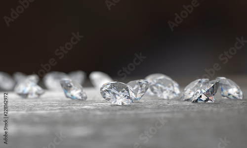Realistic Diamonds group Soft Focus 3d illustration