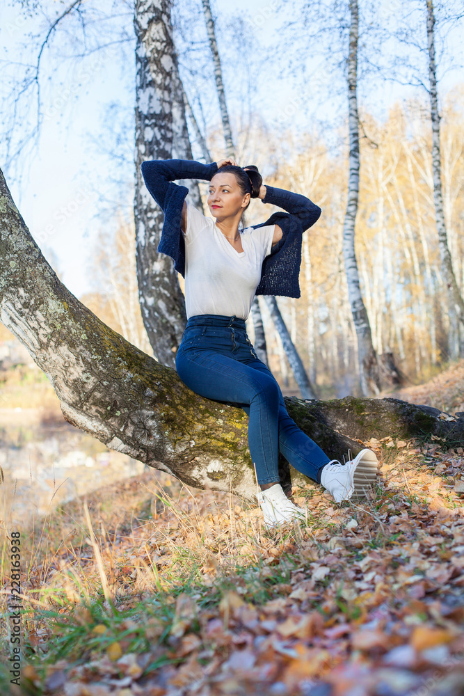 Dreaming beautiful girl in the autumn forest Dreaming beautiful girl in the autumn forest