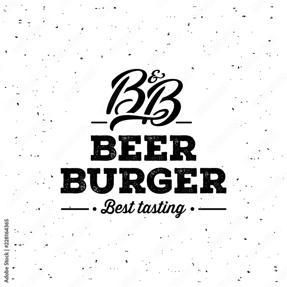 Obraz premium Beer and Burger Grunge White. Vector illustration