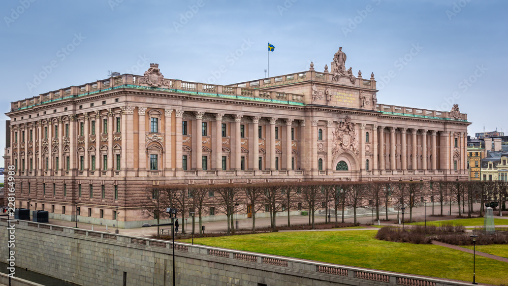 View of the Swedish Parliament building (Riksdag), Stockholm, Sweden