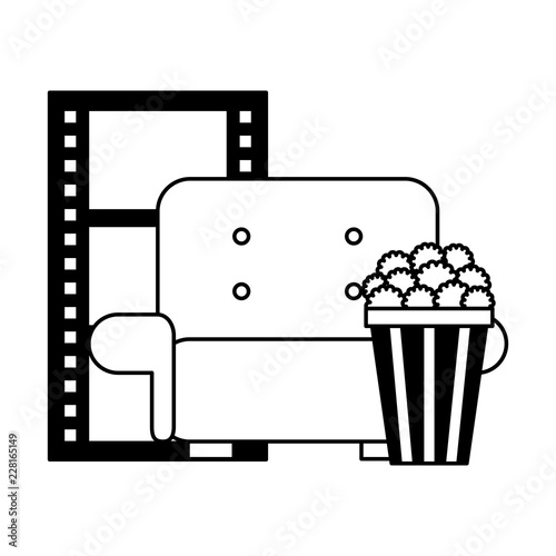 cinema movie sofa popcorn and reel strip