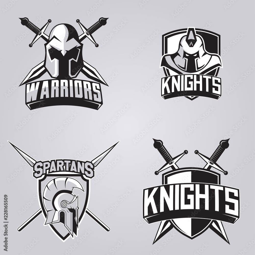 Set of modern professional logo for sport team. Warriors, knights and ...