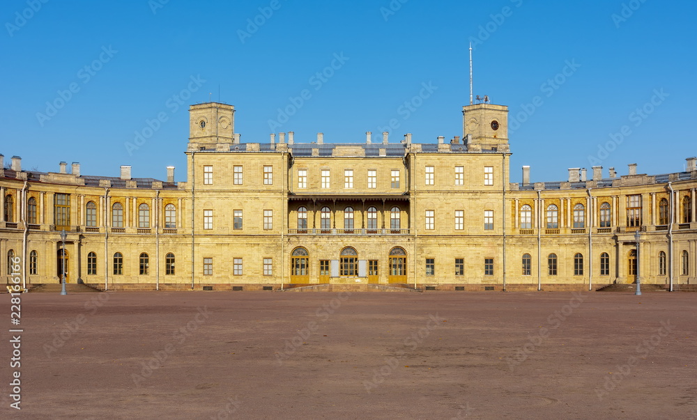Gatchina palace facade located near St. Petersburg, Russia