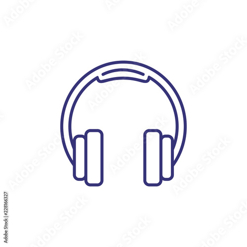 Headphones line icon. Earphones, song, volume. Listening music concept. Vector illustration can be used for topics like application, accessory, audiobook 