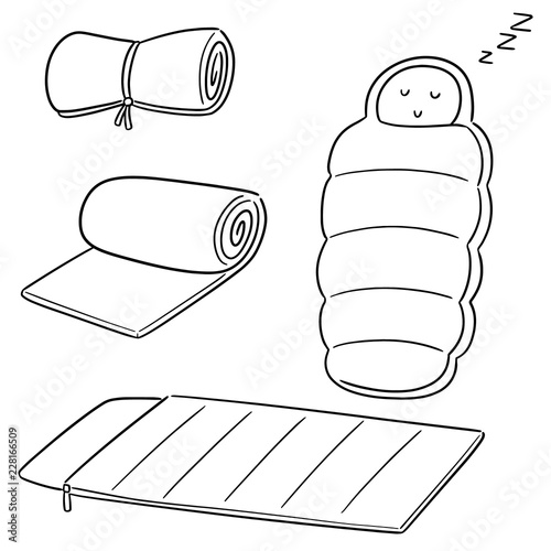 vector set of sleeping bag