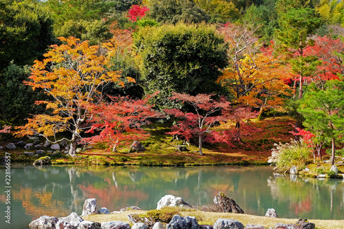 Beautifull view of Tenryuji Temple in Autumn season, this is the most important Zen temple in Arashiyama district, Kyoto japan.