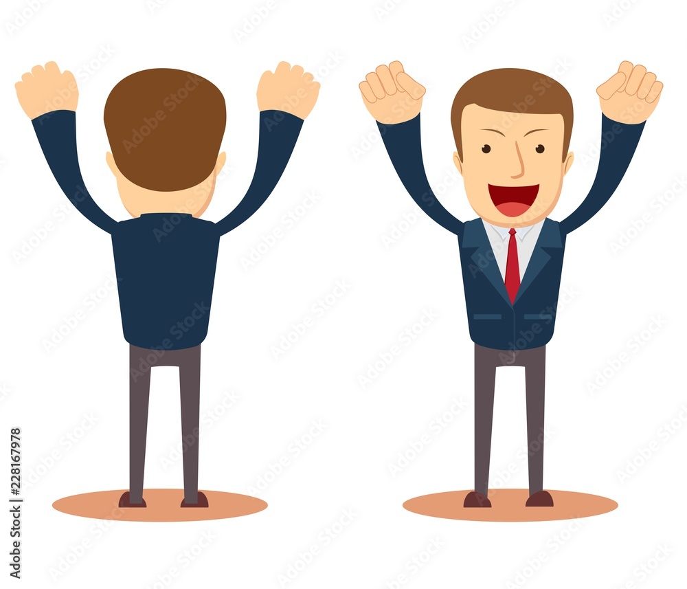 Front and rear view of a fullbody business man isolated. Stock flat vector illustration. Front and rear view of a fullbody business man isolated. Stock flat vector illustration.
