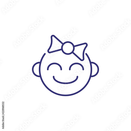 Girl face line icon. Newborn concept. Childhood, kid, face. Vector illustration for topics like childhood, nursery, baby birth