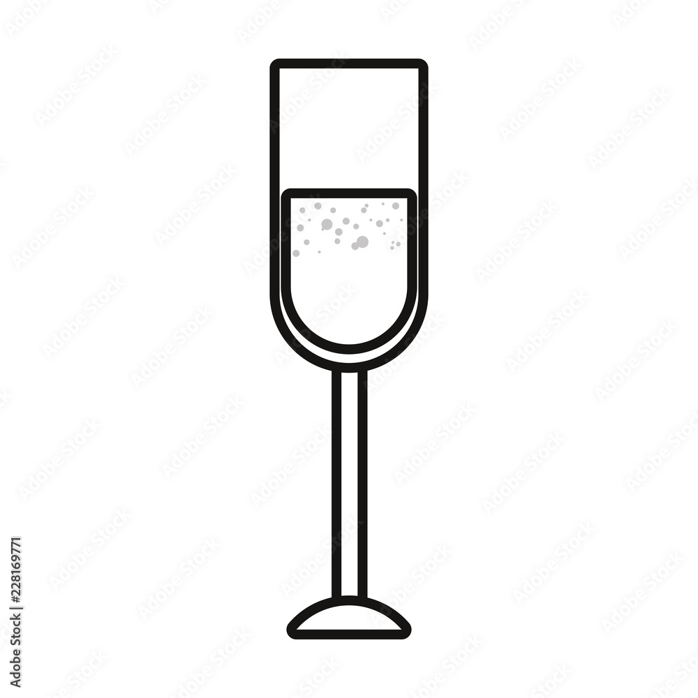 champagne drink on white background outline
