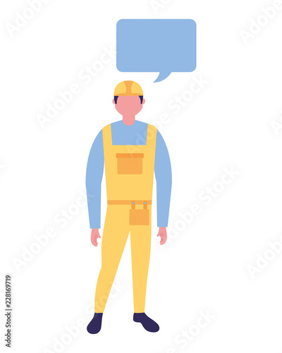 builder worker character speech bubble