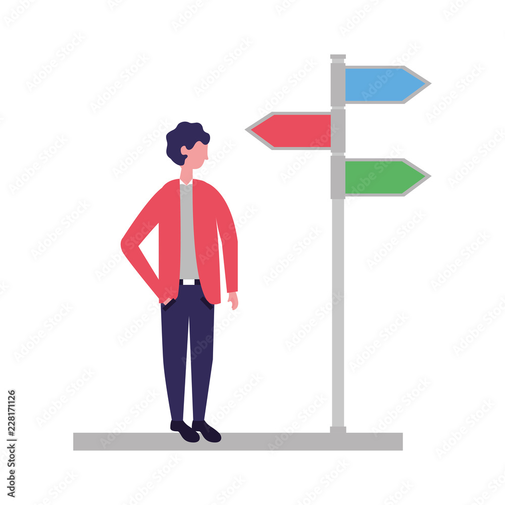 man avatar in the street location arrows man avatar in the street location arrows