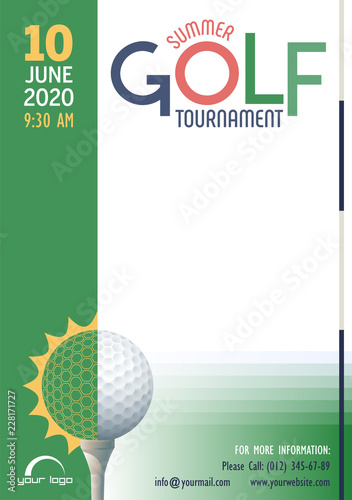 Summer Golf Tournament poster template. Place for your text message. Vector illustration.