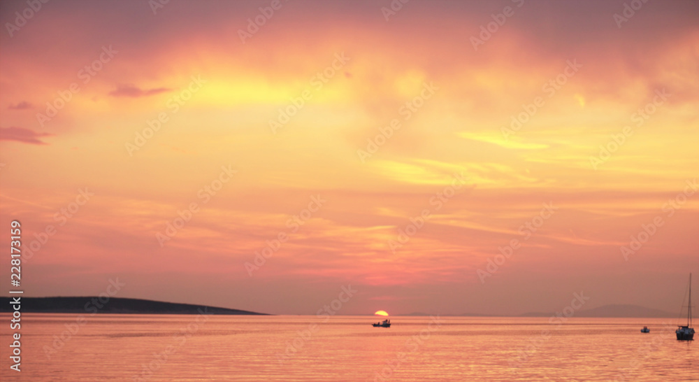 Dramatic sky on the sea sunset