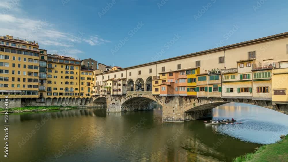 The Ponte Vecchio, a famous medieval stone bridge over the Arno river in Florence, Italy The Ponte Vecchio, a famous medieval stone bridge over the Arno river in Florence, Italy