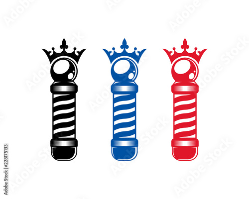 Set Vector Barbershop Pole with Crown Sign Symbol Company Logo Template Design Inspiration