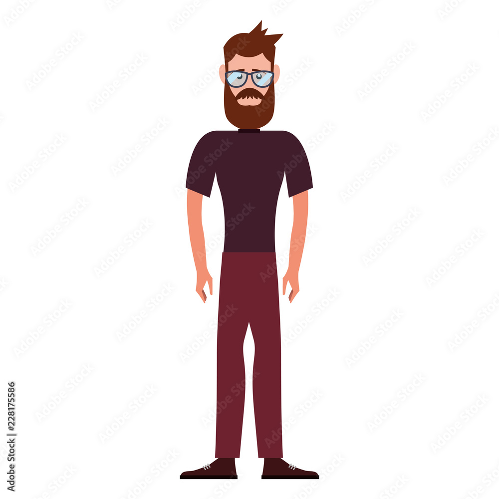 hipster man character on white background