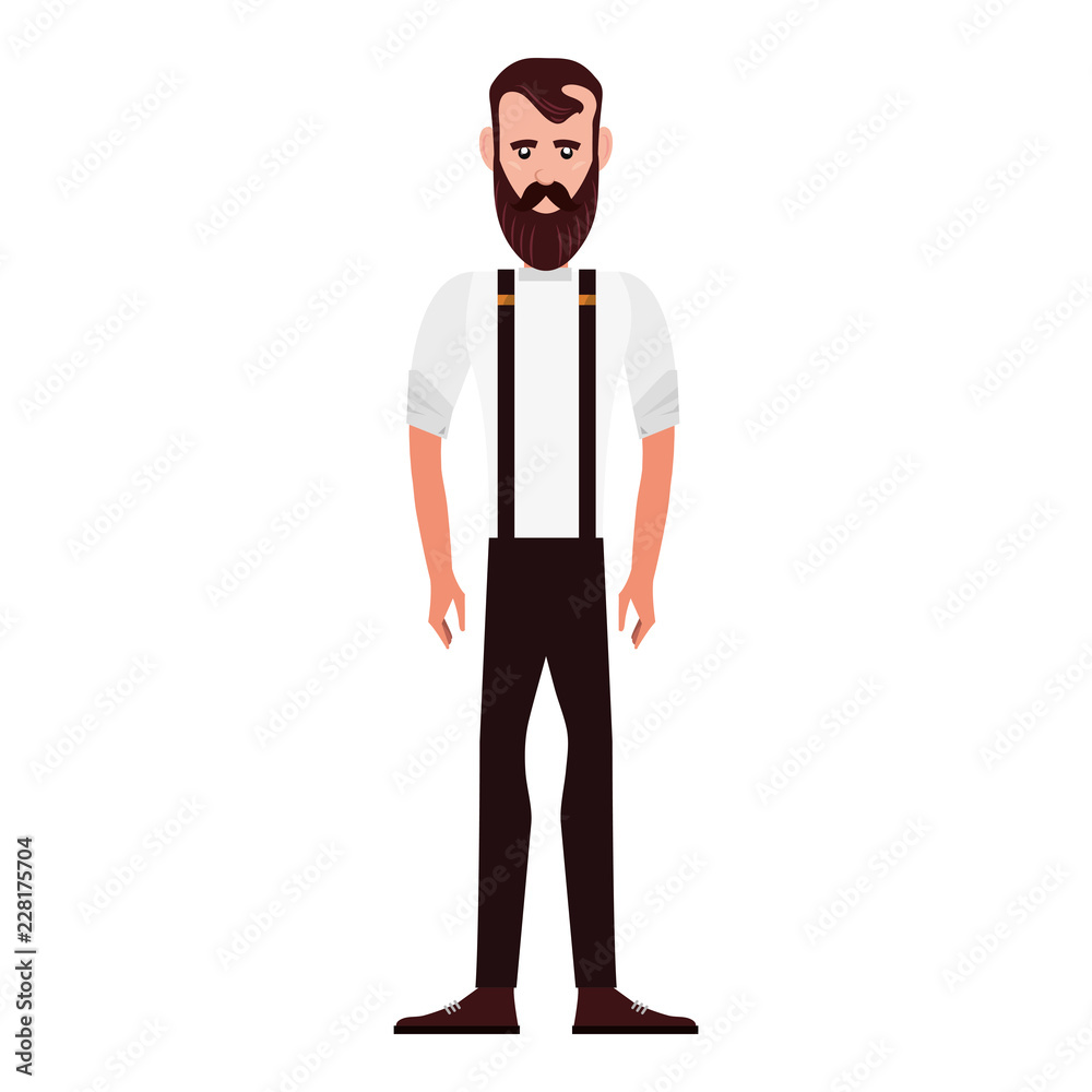 hipster man character on white background