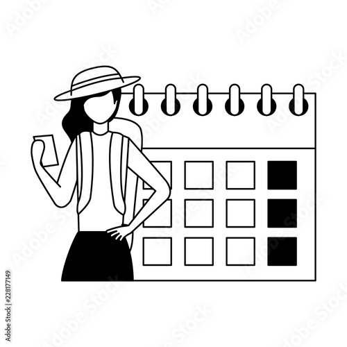 tourist woman calendar labor day
