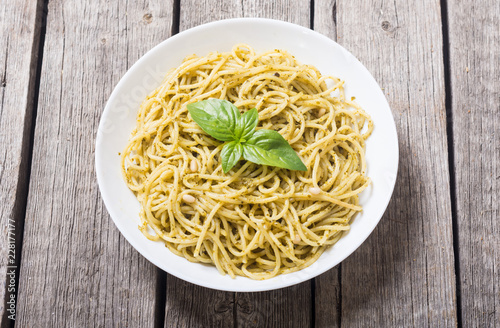 Pasta spaghetti with sauce pesto