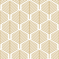 Fototapete Geometrische Blättermuster Goldenes Linienmuster mit abstrakten Blättern  © Vilmos