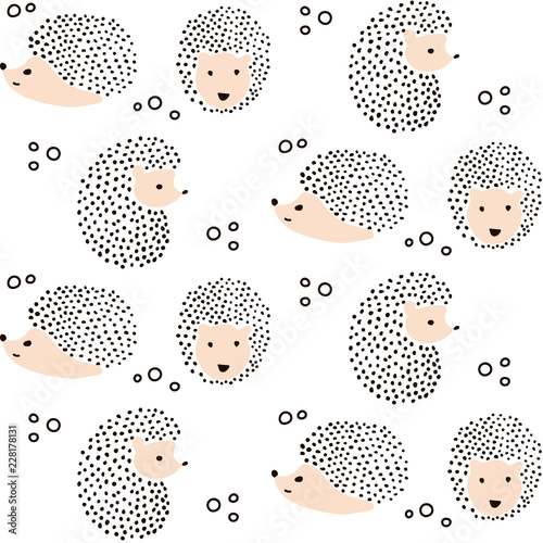Cute hedgehog pattern - seamless animal pattern illustration