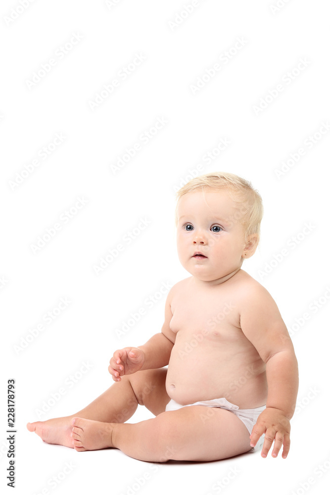 Baby girl sitting on white background Baby girl sitting on white background
