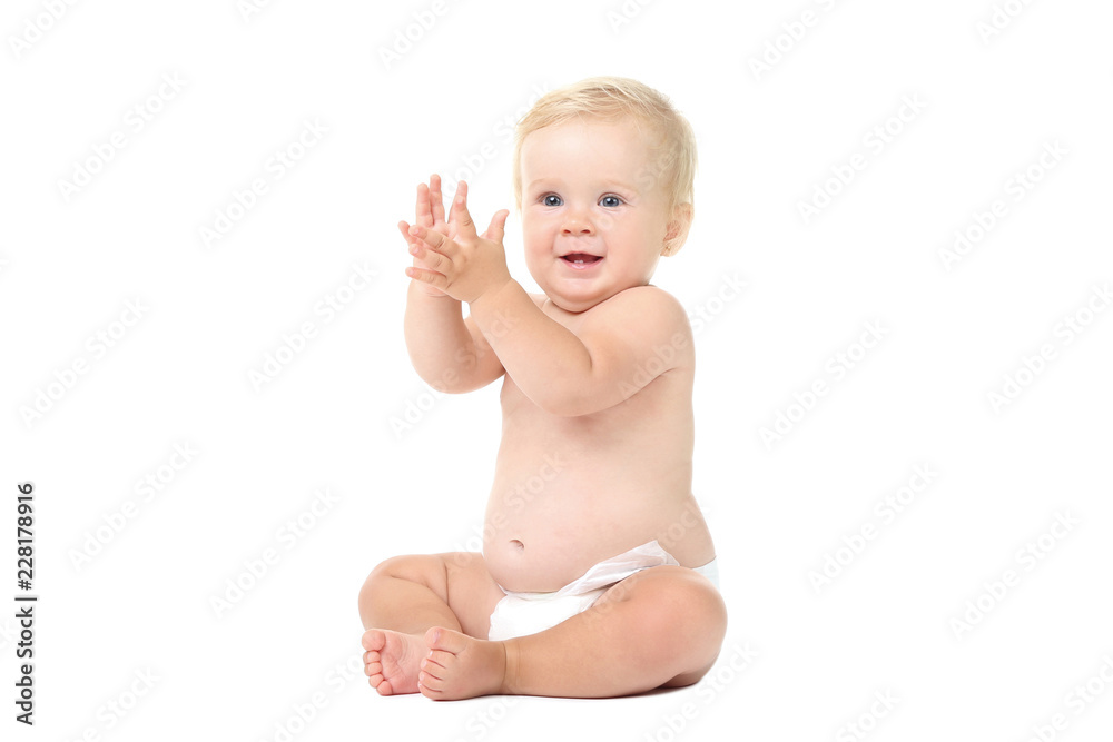 Baby girl sitting on white background Baby girl sitting on white background
