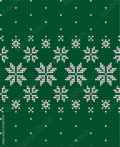 Knitted Christmas and New Year pattern Scandinavian style, illustration