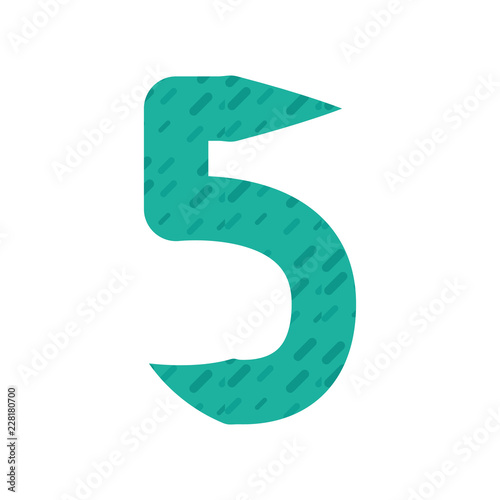 green number five font on white background photo