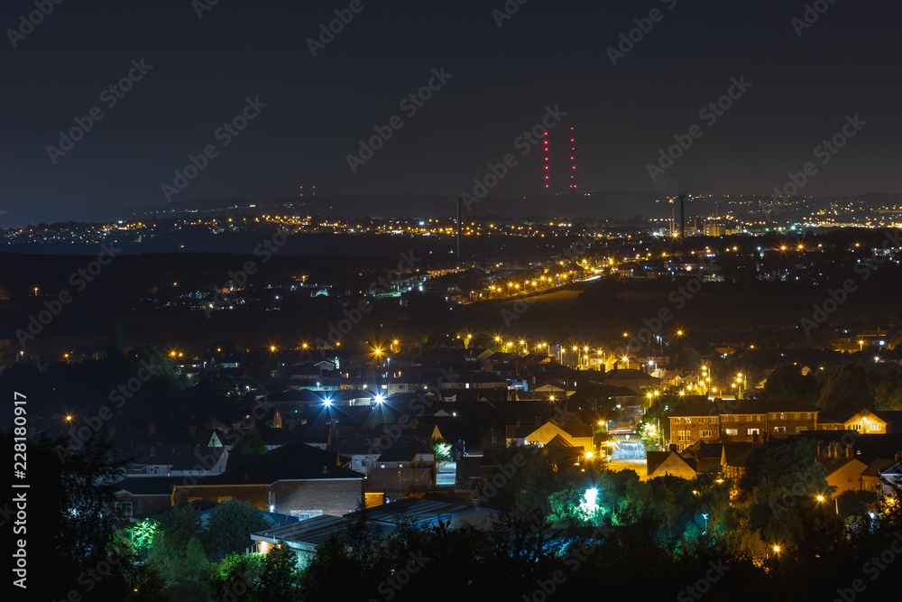 Night view of the English village. Long exposure.