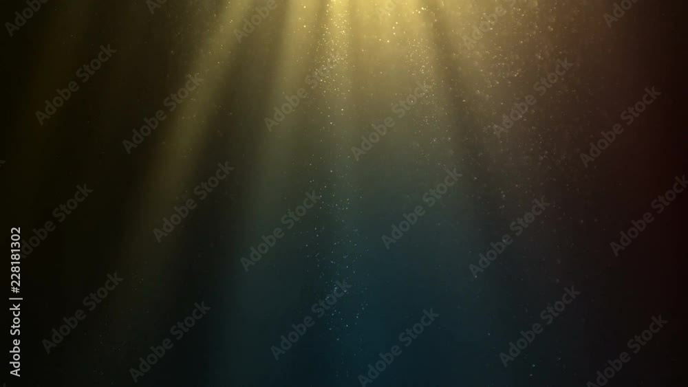 Flying dust particles on abstract background with colorful gradient and rays of light. Good for wedding backgrounds or festive titles.