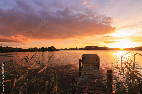 scenic sunset on the lake