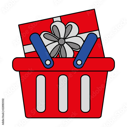 shopping online basket and gift box