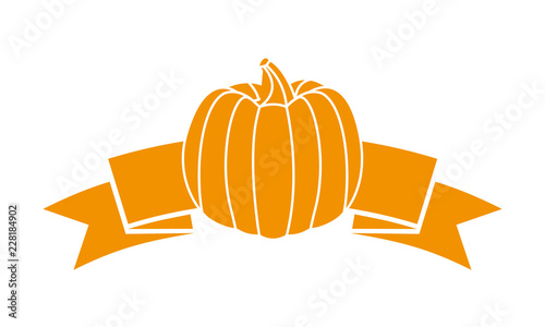 yellow fresh pumpkin ribbon on white background