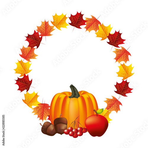 pumpkin apple acorn and cherries leaves