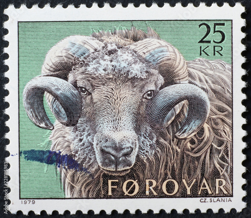 Ram of Faroe Islands on postage stamp photo