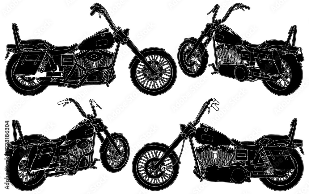 Naklejka premium Retro stary styl motocykl na białym tle ilustracja na białym tle wektor 25