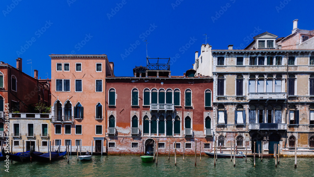 Venetian houses by Grand Canal in Venice, Italy