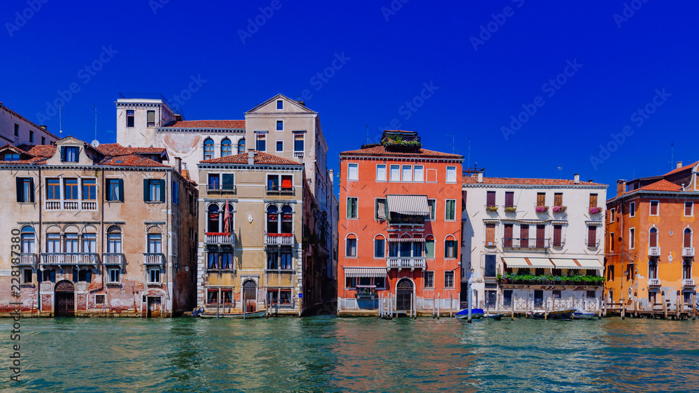 Venetian houses by Grand Canal in Venice, Italy