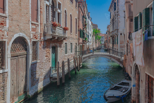 Venetian buildings by canal in Venice, Italy