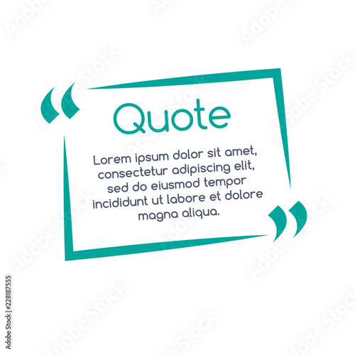 Quote speech bubble, template, text in brackets, citation frame, quote box. vector illustration.