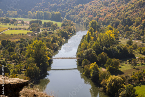 the river Neckar near Hesigheim with a bridge from the rock gardens