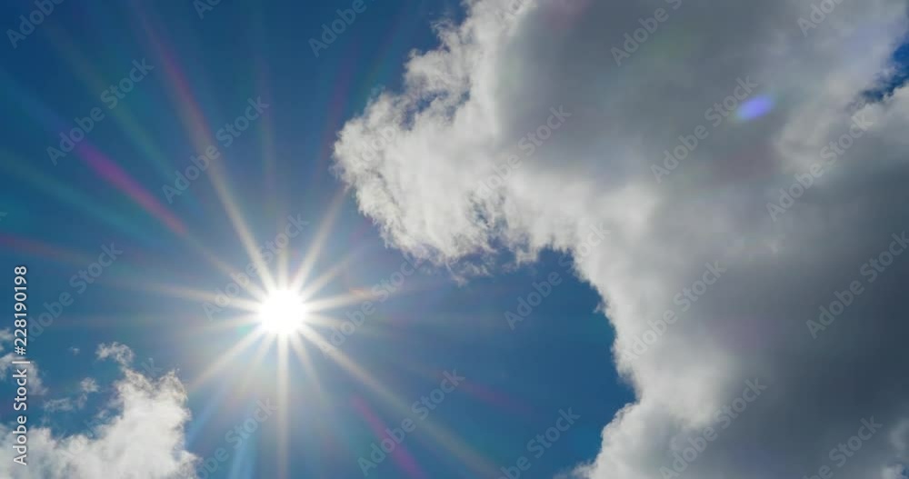 4K - Beautiful summer sun with clouds