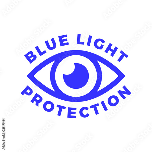 Blue light protected eye symbol, blue light causes health problems and should not be used before bedtime, Protection logo