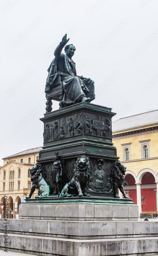 Statue of King Maximilian Joseph (1835) by Christian Daniel Rauch at Max-Joseph-Platz, Munich city, Bavaria, Germany