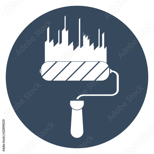 Paint roller. service tool. Paint roller icon, vector illustration.Paint roller flat circle icon