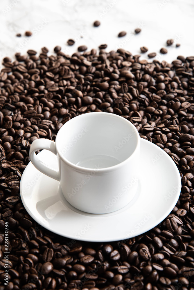 coffee bean and empty cup coffee bean and empty cup